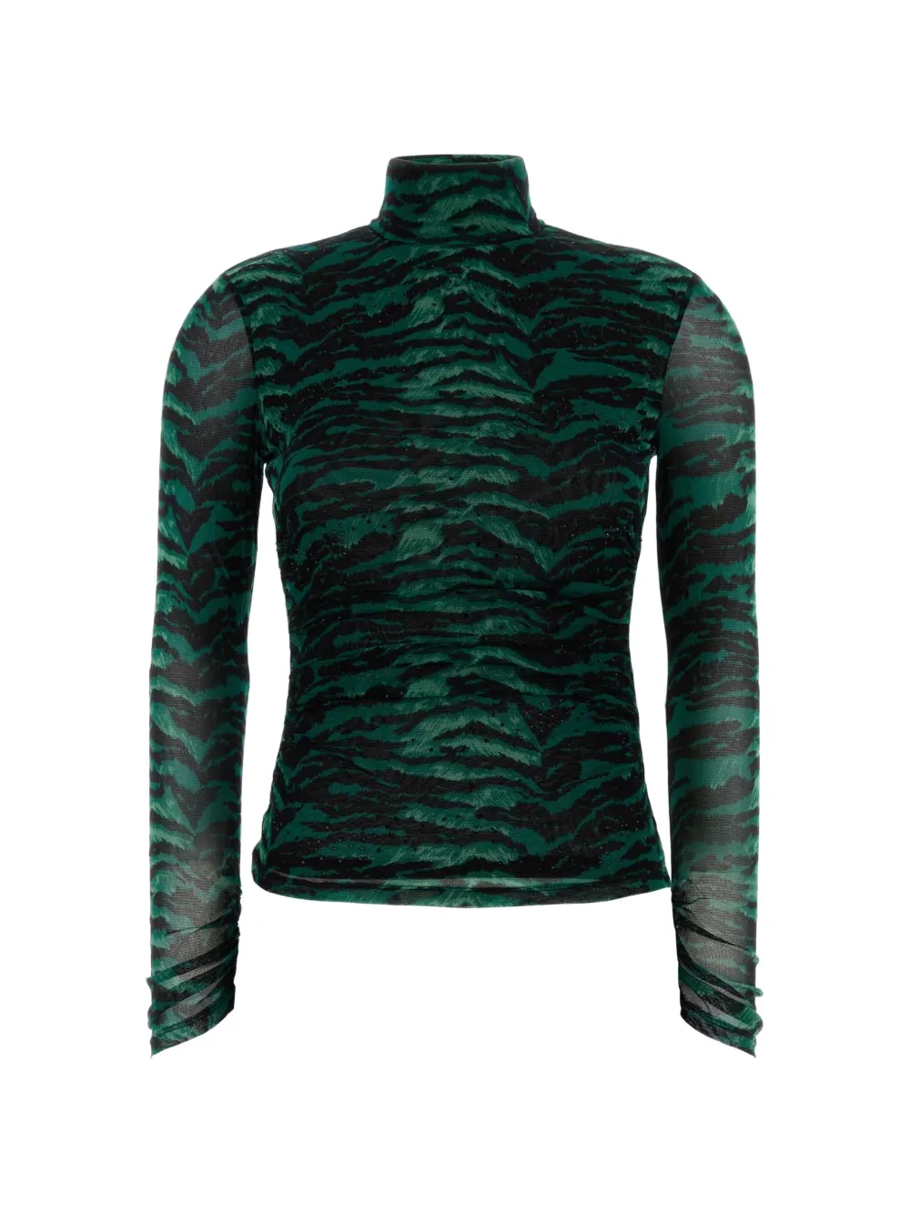 DVF Diane von Furstenberg Logan tiger-print mesh top Groen