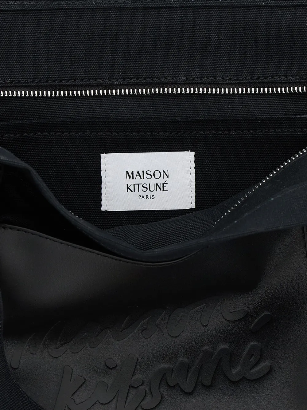Maison Kitsuné logo-embossed tote bag Zwart