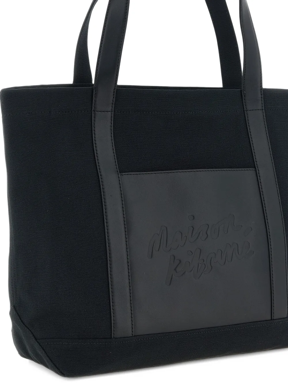 Maison Kitsuné logo-embossed tote bag Zwart