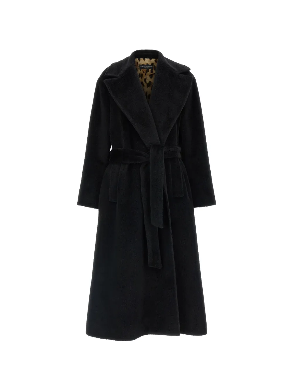 Dolce & Gabbana wide-lapel tie-fastening coat - Schwarz