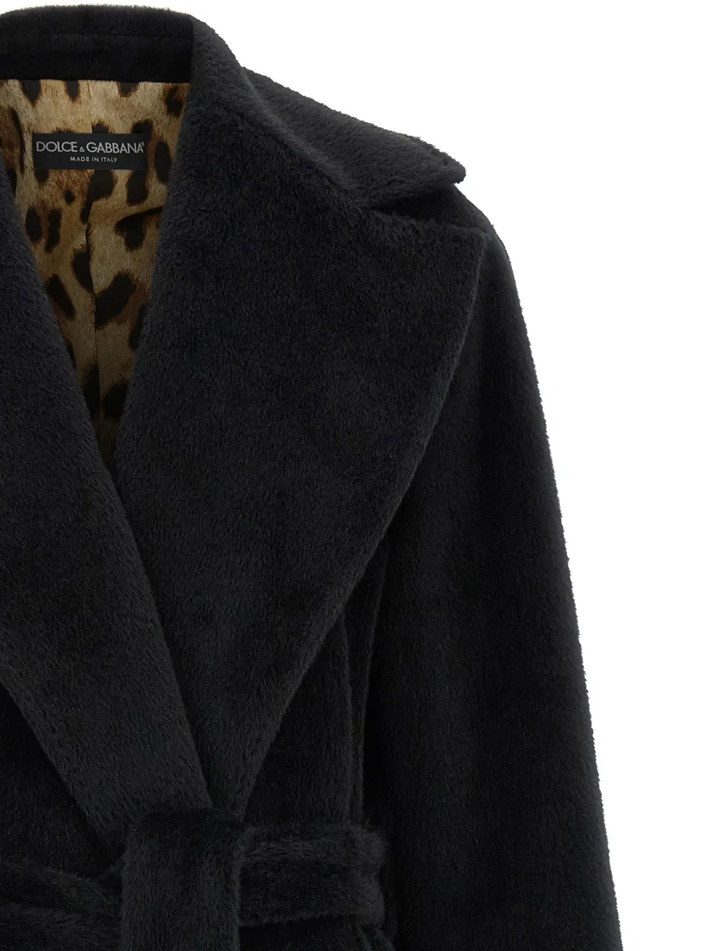 Dolce & Gabbana wide-lapel tie-fastening coat Zwart