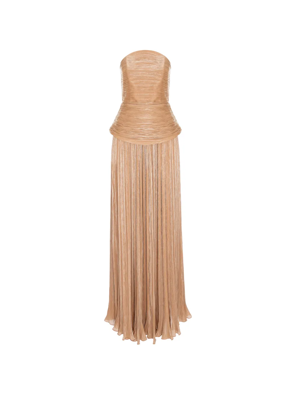 V:PM ATELIER Sweet maxi-jurk met ruches en veters Beige