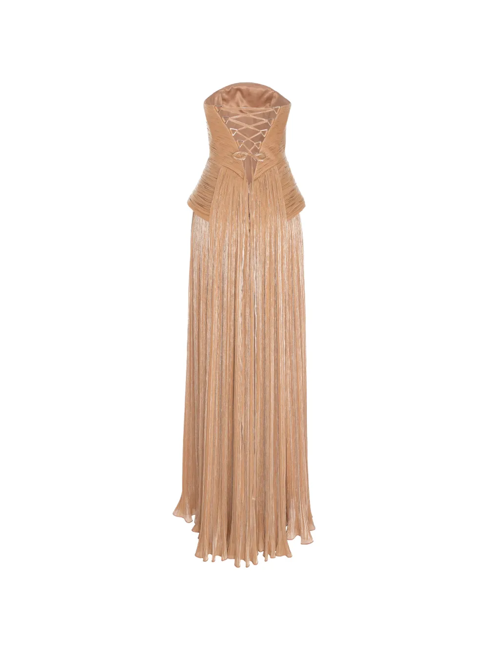 V:PM ATELIER Sweet maxi-jurk met ruches en veters Beige