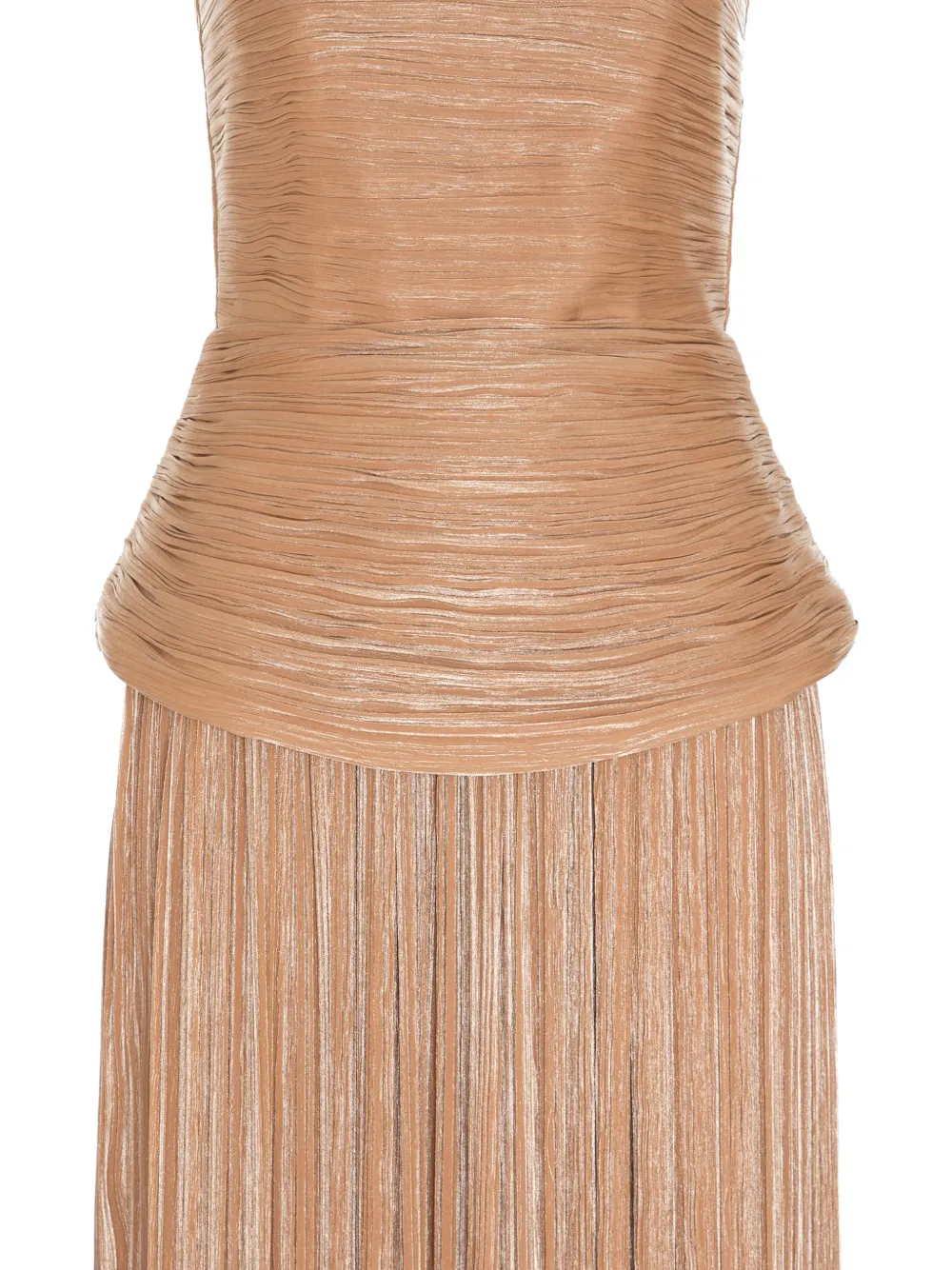V:PM ATELIER Sweet maxi-jurk met ruches en veters Beige