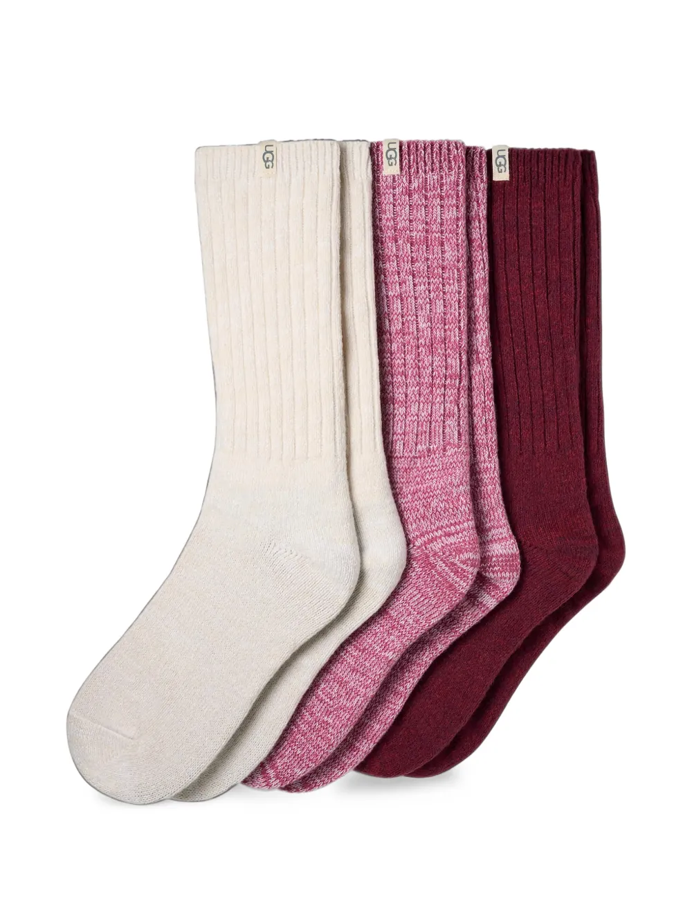 UGG rib-knit slouchy crew socks (set of three) - Nude