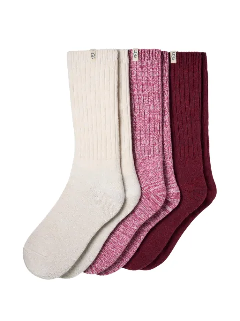 UGG rib-knit slouchy crew socks (set of three)