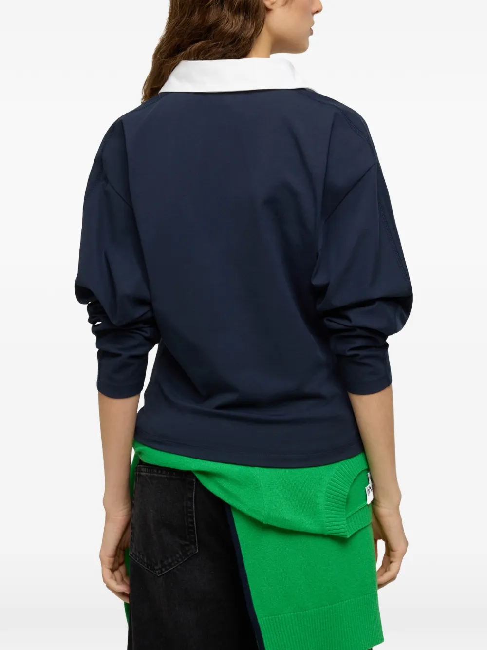 GANNI polo shirt in navy jersey Blauw
