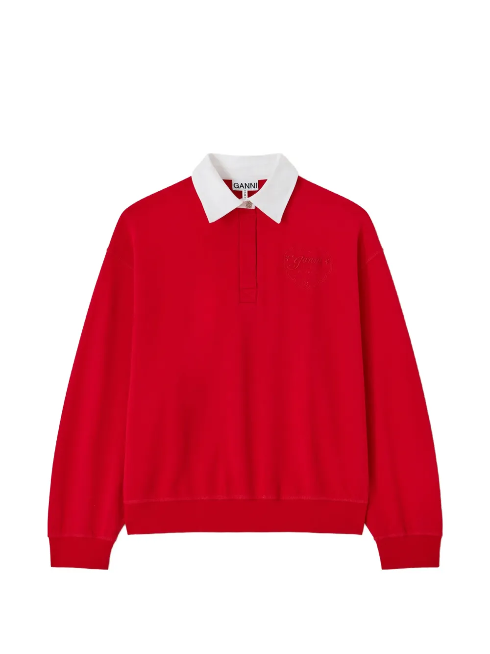 GANNI polo shirt with heart embroidery Rood