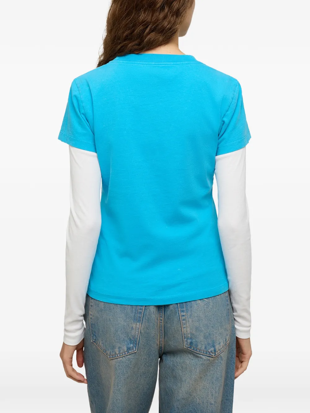 GANNI baby fit T-shirt with blue Tiger Blauw