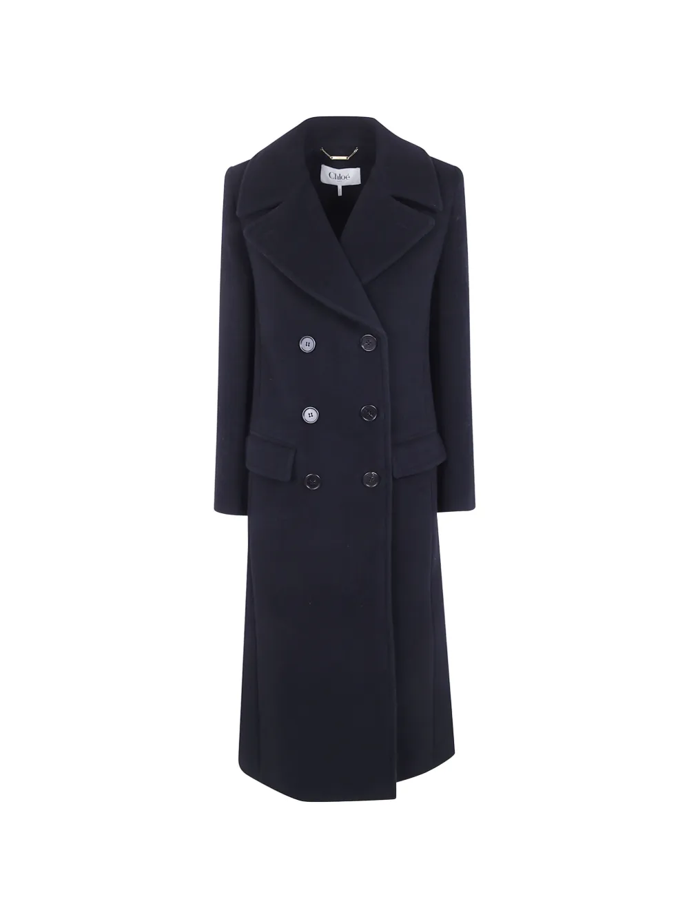Chloé long double-breasted coat in double-face wool - Blau