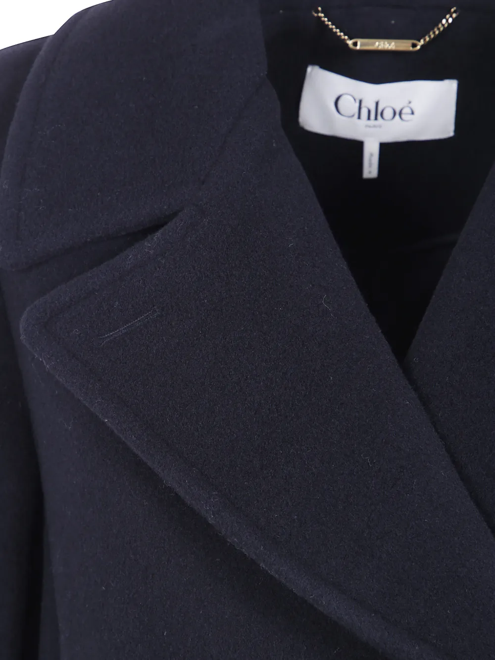 Chloé long double-breasted coat in double-face wool Blauw