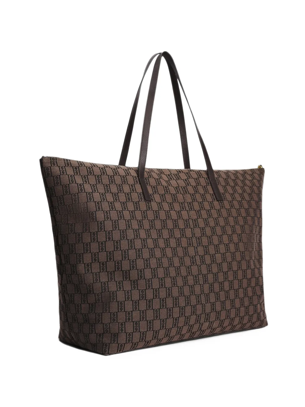 By Malene Birger Carvon monogram-pattern tote bag Bruin