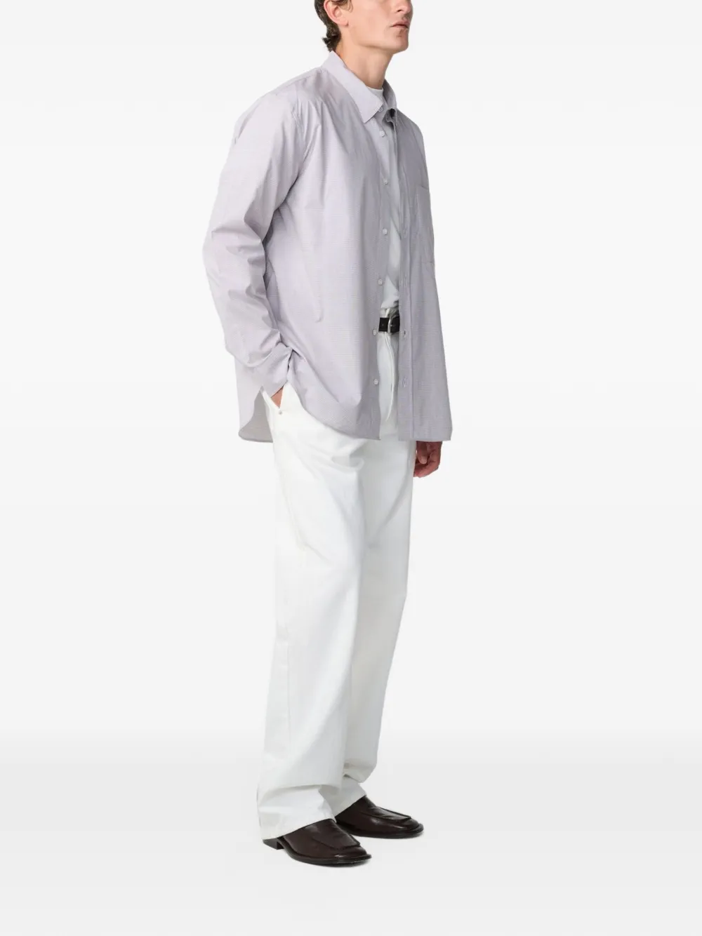Studio Nicholson Kingston microcheck shirt Grijs
