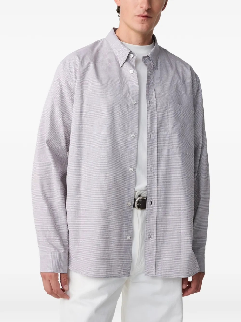 Studio Nicholson Kingston microcheck shirt Grijs