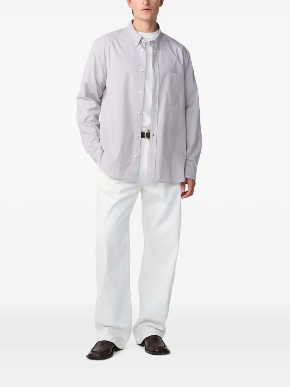 Studio Nicholson Kingston microcheck shirt Grijs