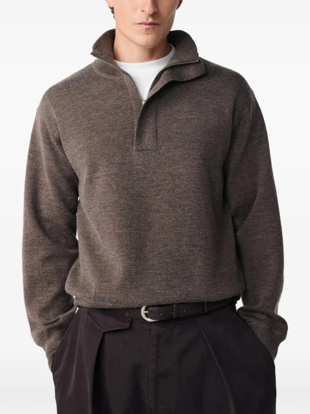Studio Nicholson Falmouth half-zip sweater Bruin