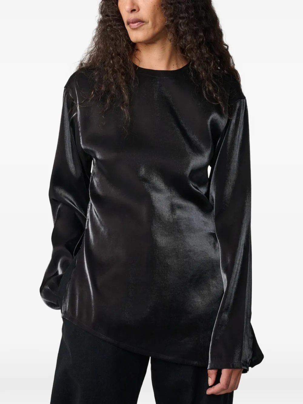 Studio Nicholson Cecile asymmetric-hem top Zwart
