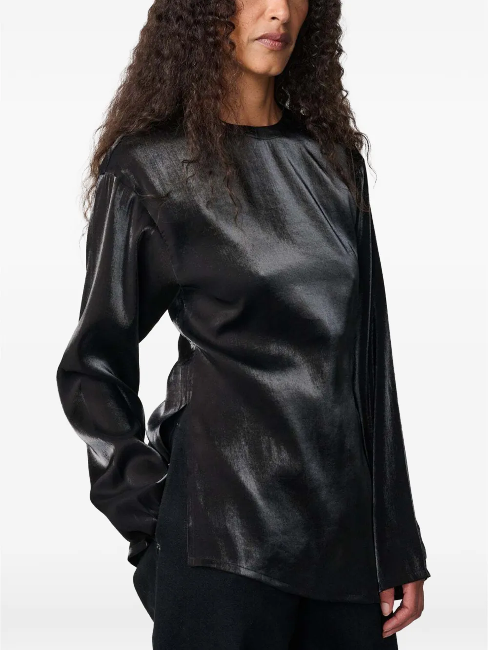 Studio Nicholson Cecile asymmetric-hem top Zwart