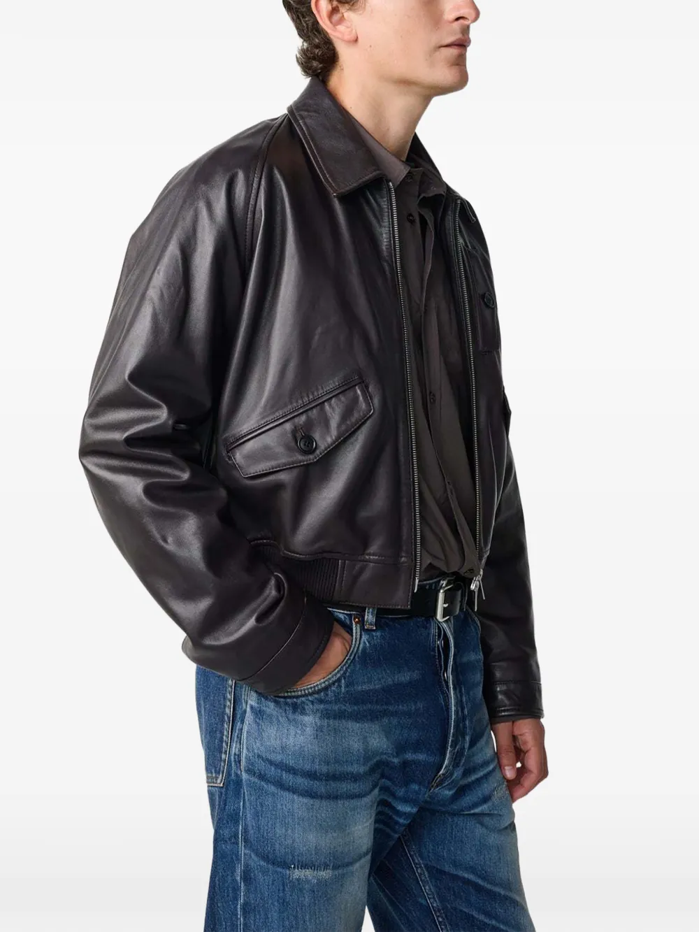 Studio Nicholson Kendal leather jacket | Purple | Image 1