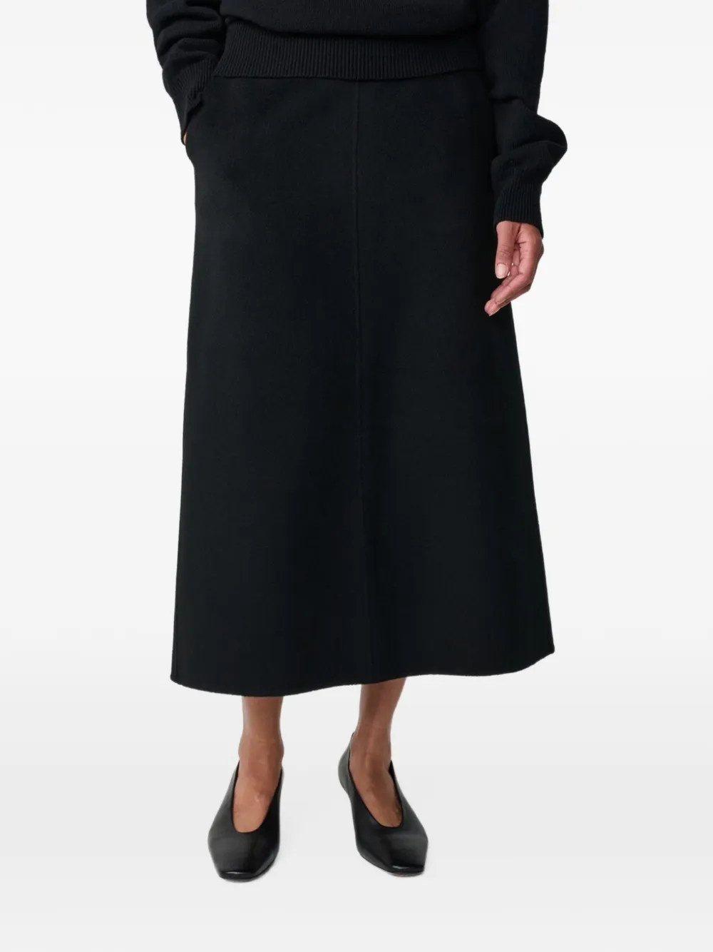 Studio Nicholson Savi A-line midi skirt Zwart