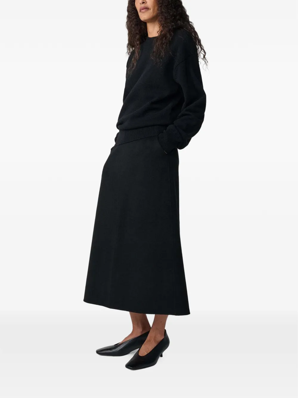 Studio Nicholson Savi A-line midi skirt Zwart