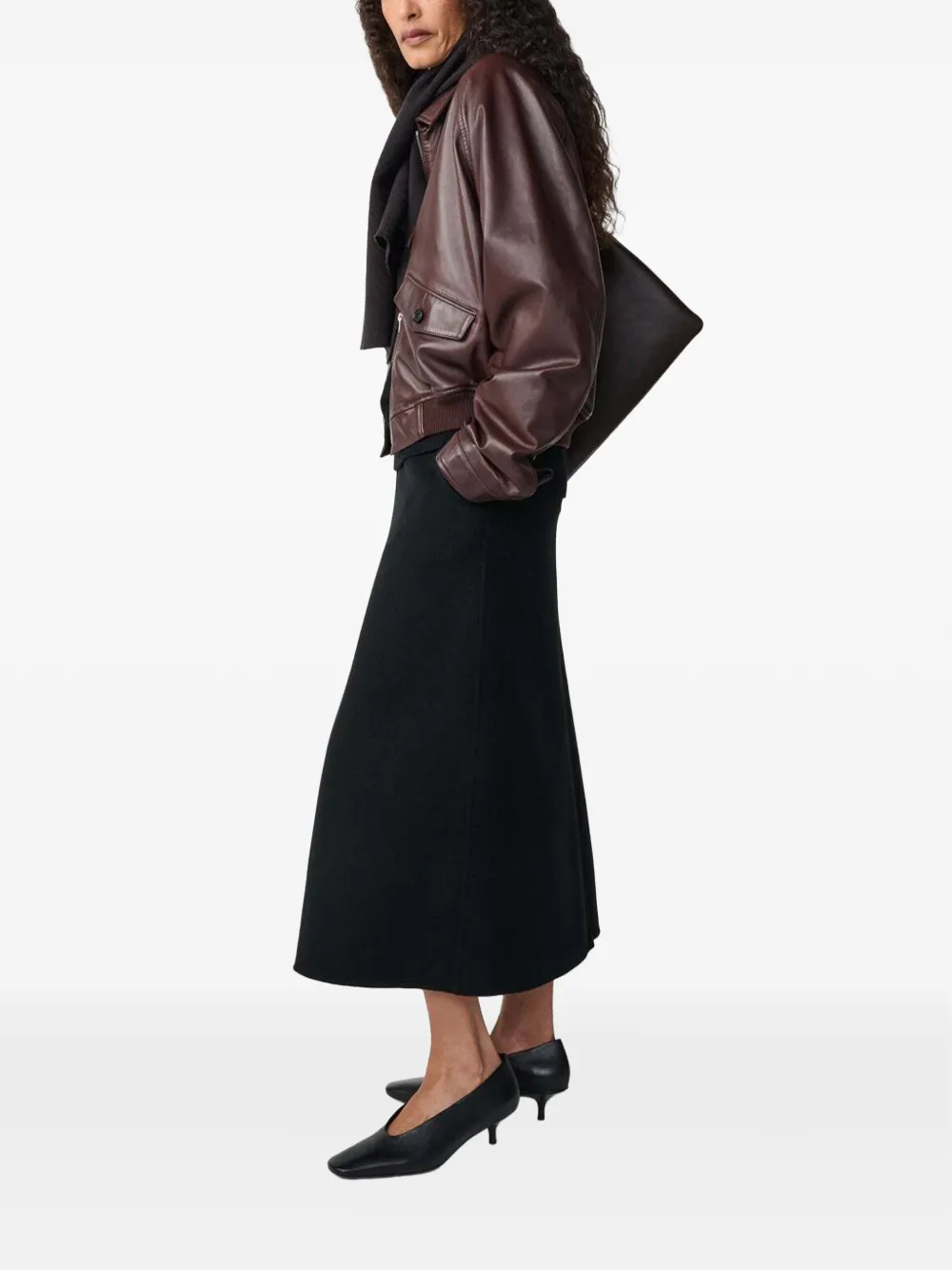 Studio Nicholson Savi A-line midi skirt Zwart