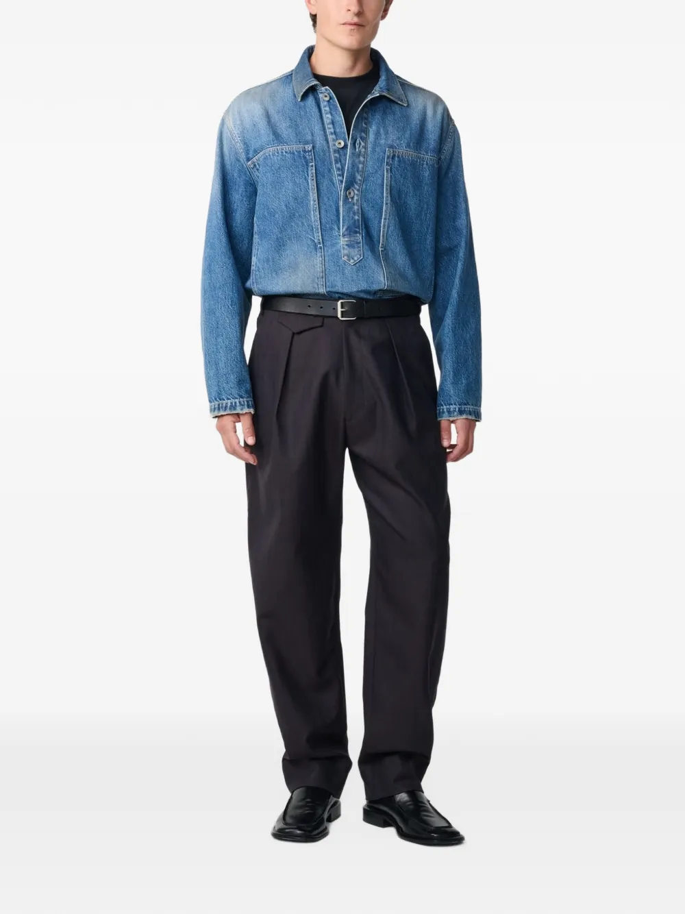 Studio Nicholson pleated wool trousers Zwart