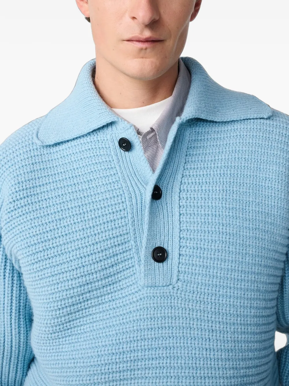 Studio Nicholson Barrow horizontal-knit sweater Blauw