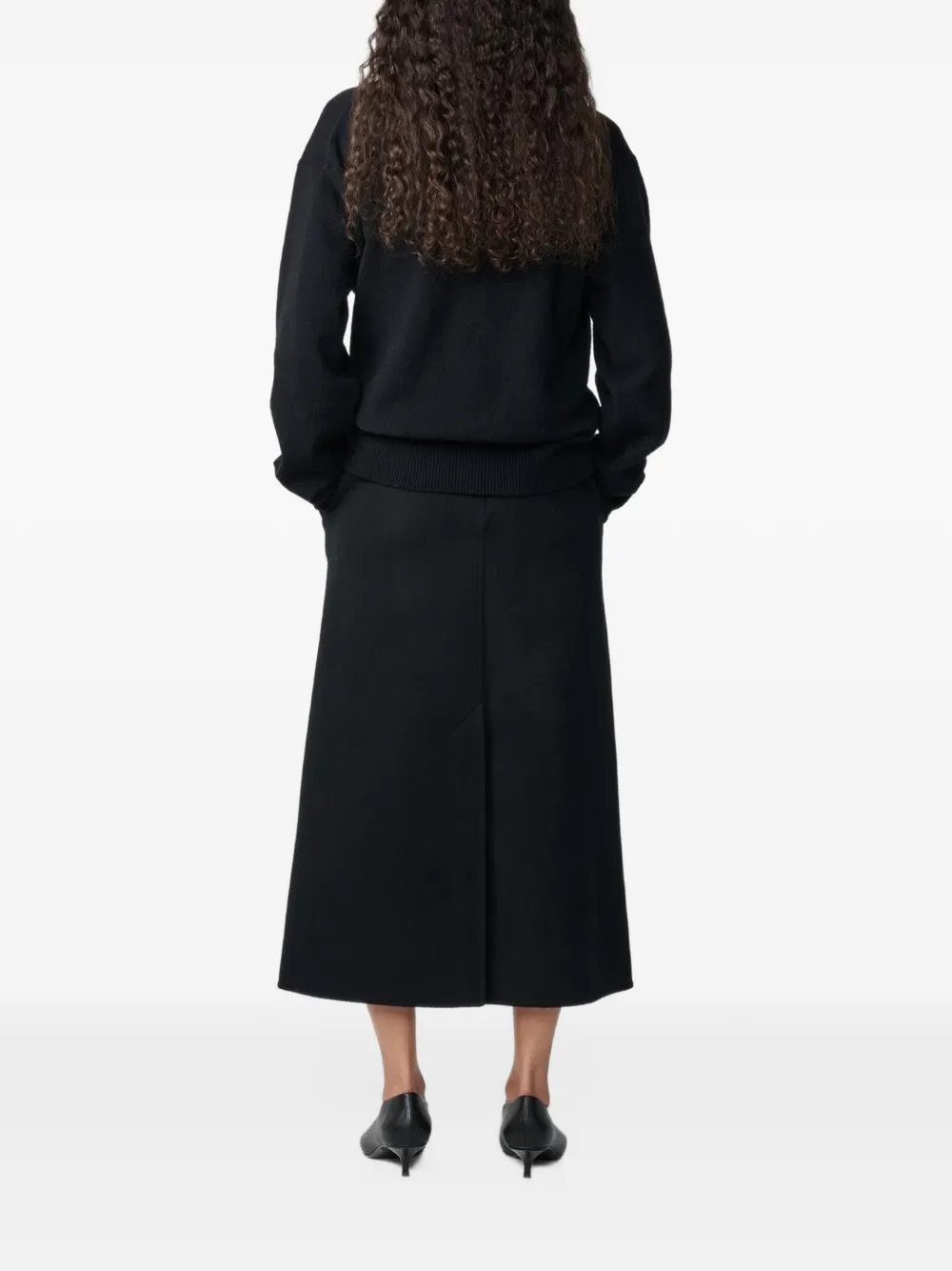 Studio Nicholson Nottingham saddle-sleeve sweater Zwart
