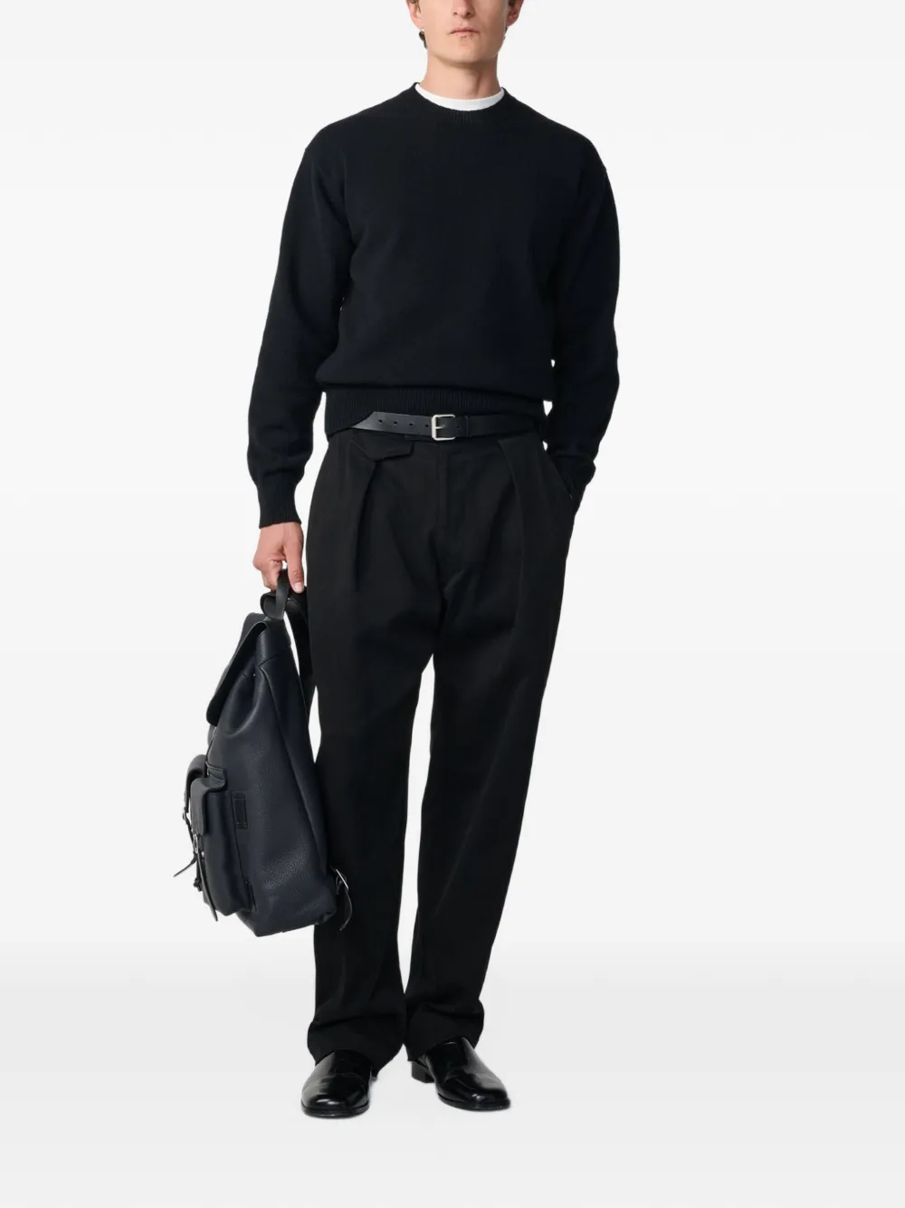Studio Nicholson Nottingham saddle-sleeve sweater Zwart