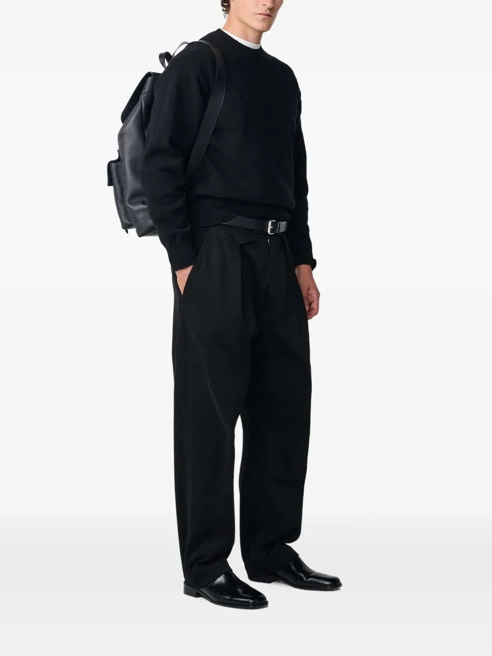 Studio Nicholson Nottingham saddle-sleeve sweater Zwart