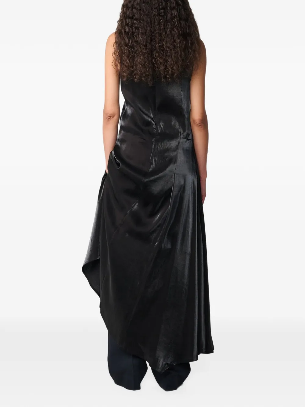Studio Nicholson Lorne asymmetric-hem maxi dress Zwart