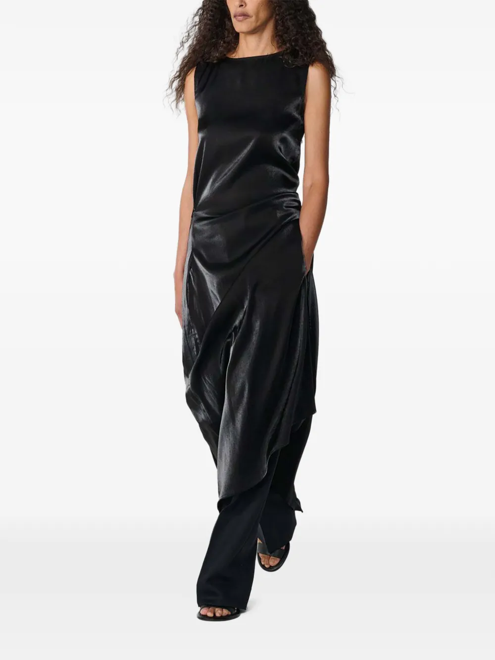 Studio Nicholson Lorne asymmetric-hem maxi dress Zwart