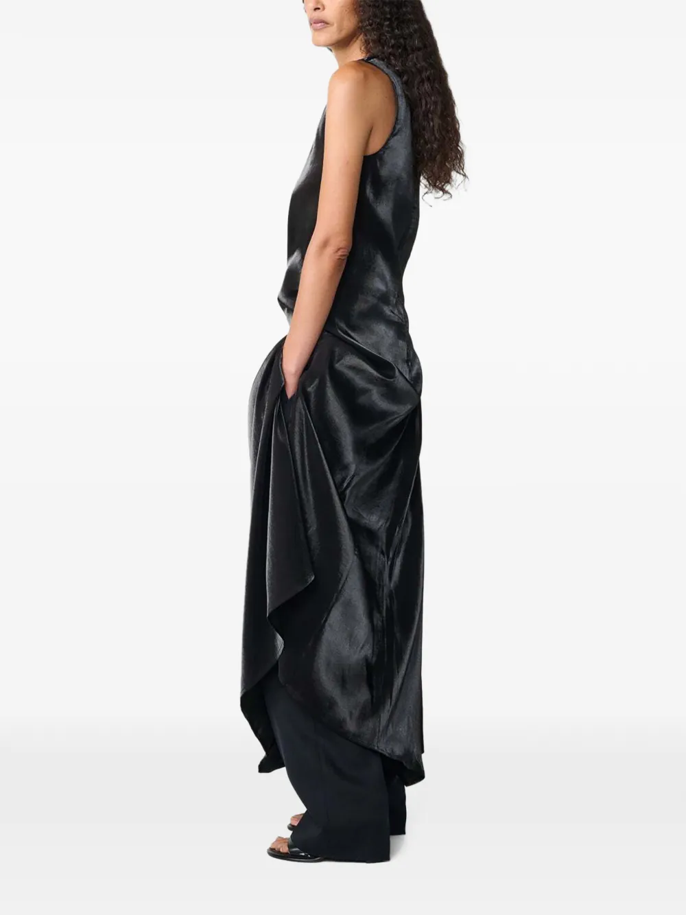 Studio Nicholson Lorne asymmetric-hem maxi dress Zwart