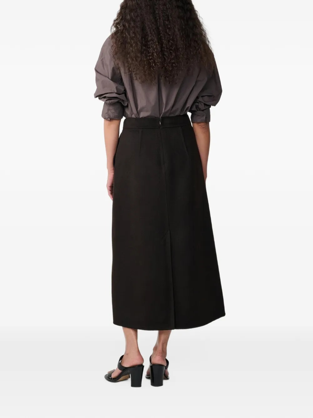 Studio Nicholson Savi A-line wool midi skirt Bruin