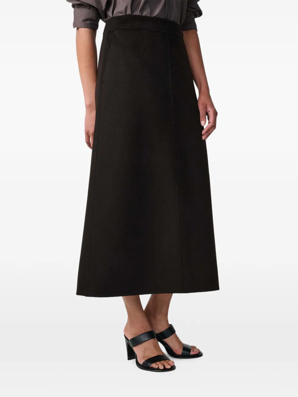 Studio Nicholson Savi A-line wool midi skirt Bruin