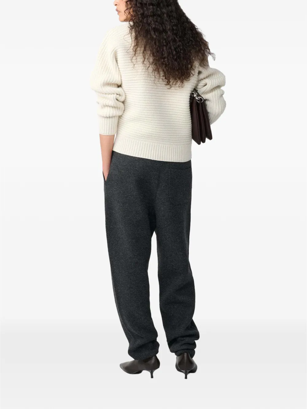 Studio Nicholson Kern ribbed-knit V-neck sweater Beige