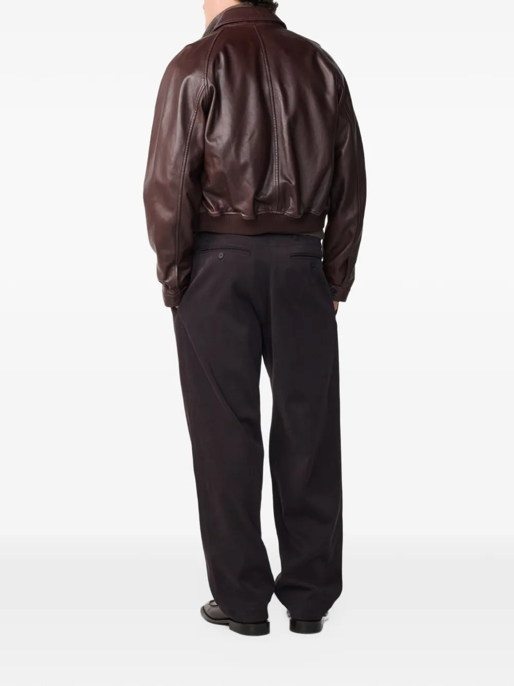 Studio Nicholson Kendal zip-up leather jacket Rood