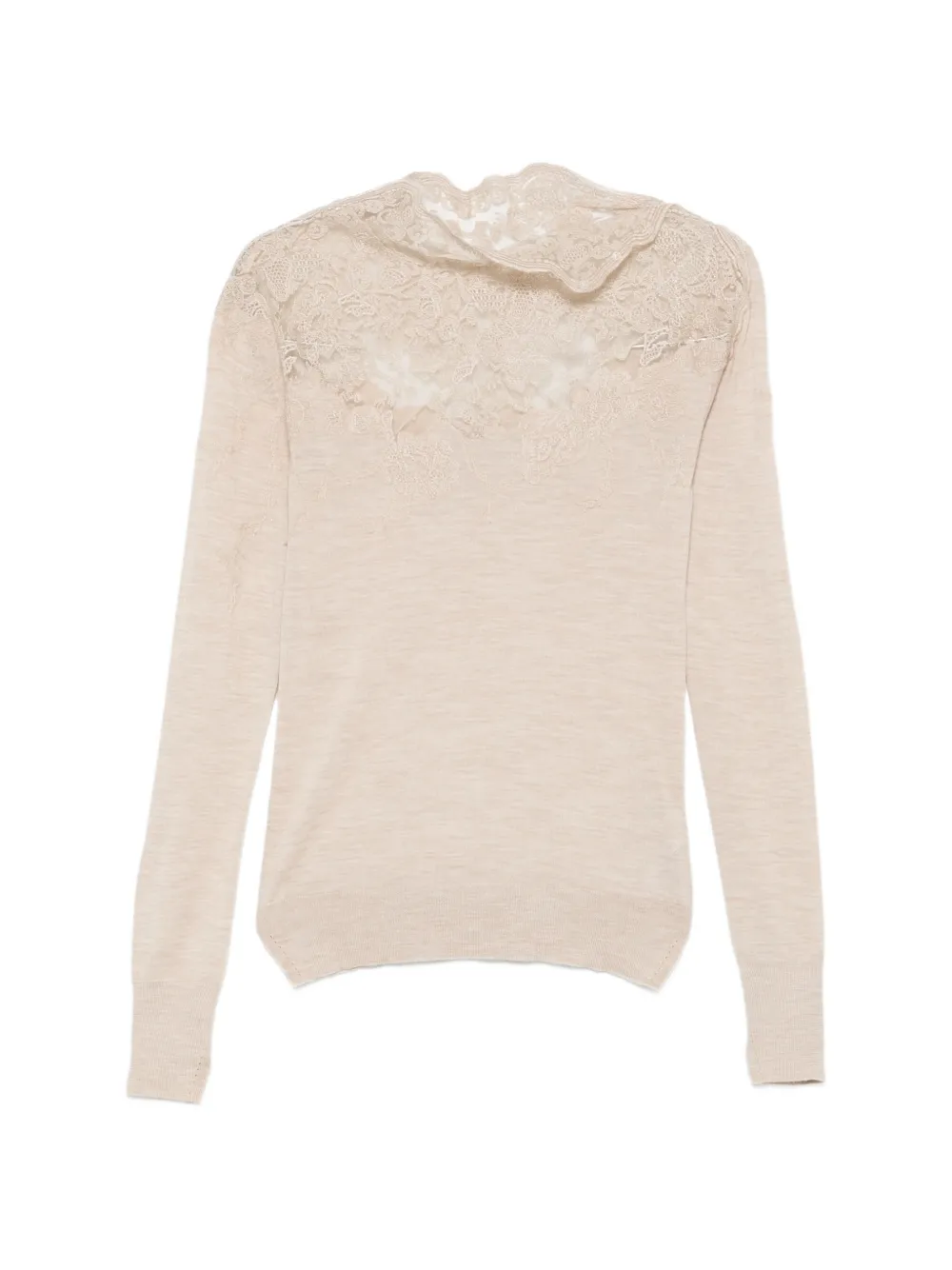 Ermanno Scervino lace-panelled high-neck sweater Beige