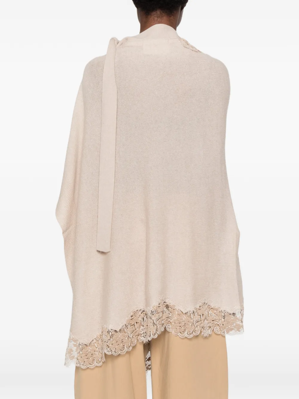 Ermanno Scervino lace-trim poncho Beige