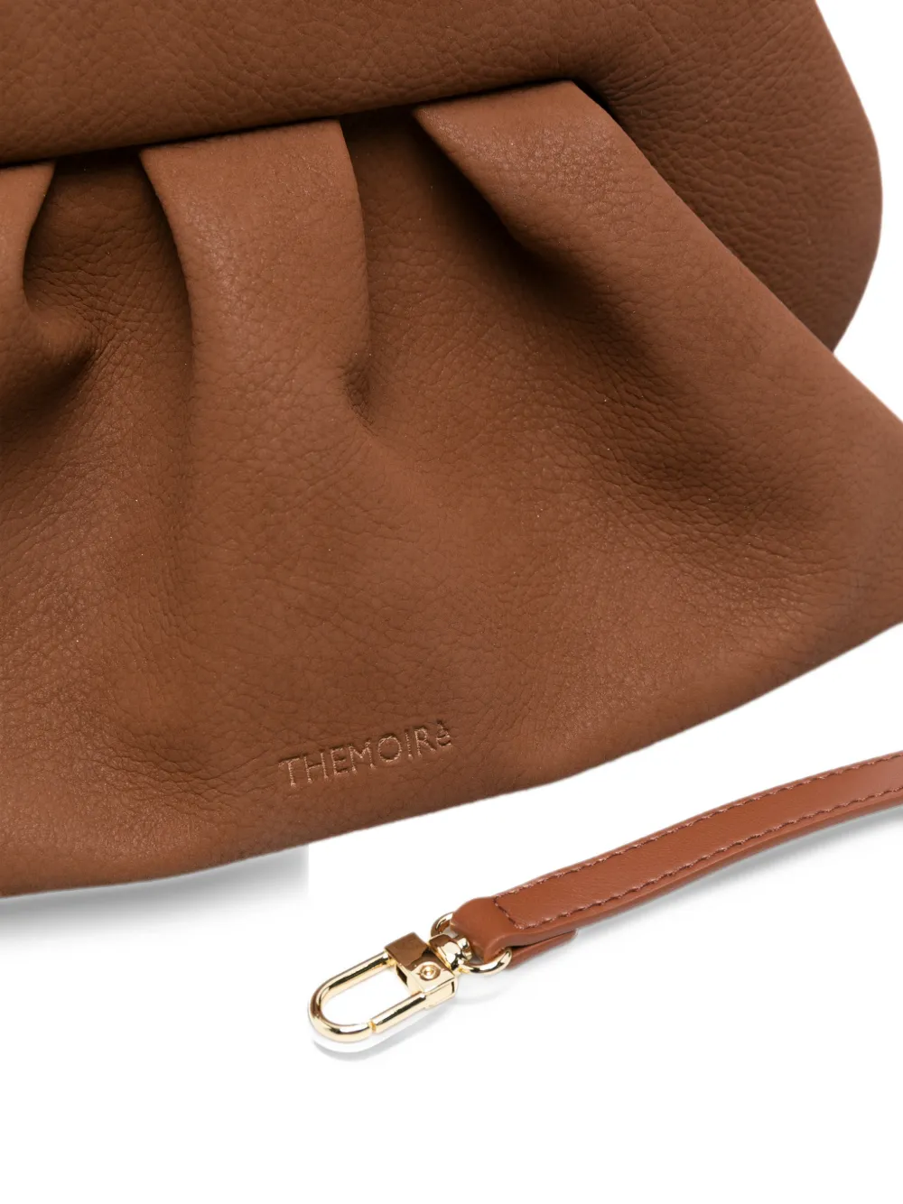 Themoirè medium Bios ruched pebbled clutch bag Bruin