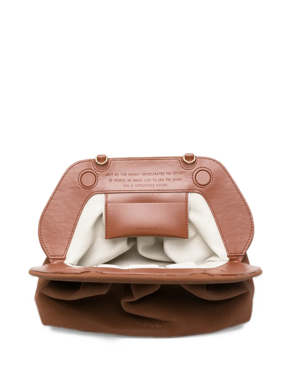 Themoirè medium Bios ruched pebbled clutch bag Bruin