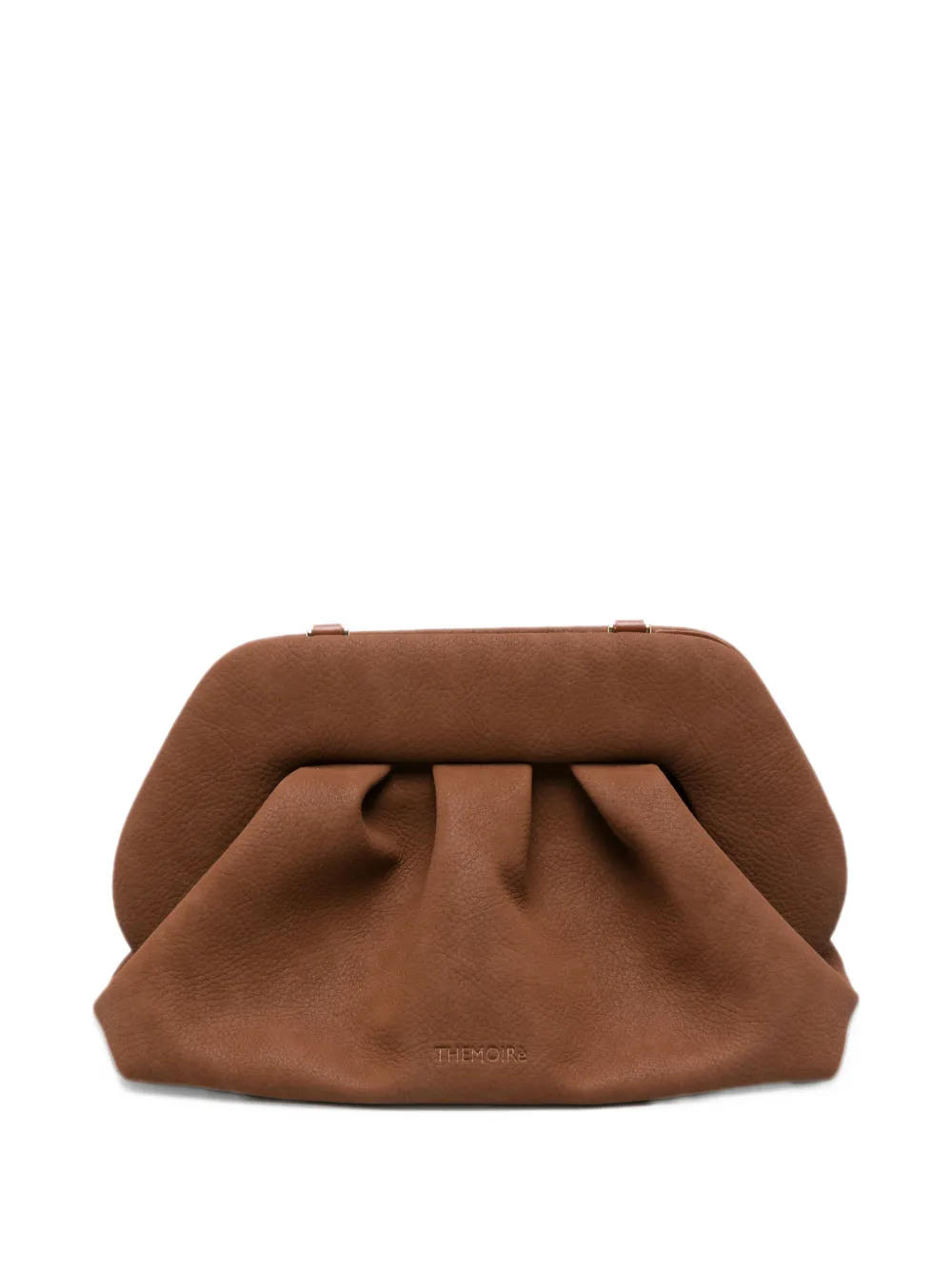 Themoirè medium Bios ruched pebbled clutch bag - Marrone