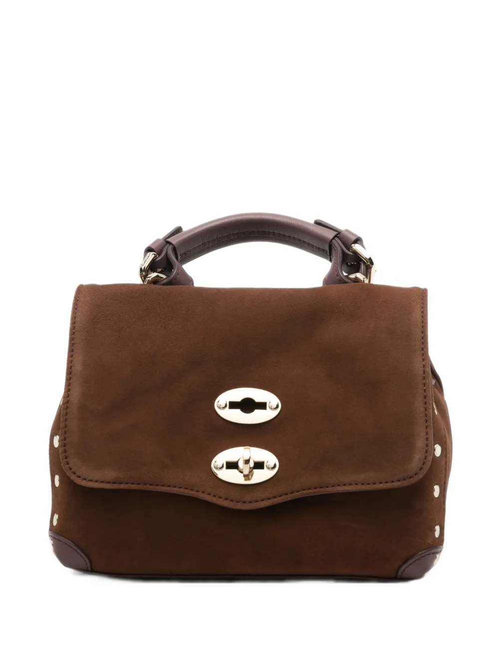 Zanellato Postina studded suede clutch bag - Marrone