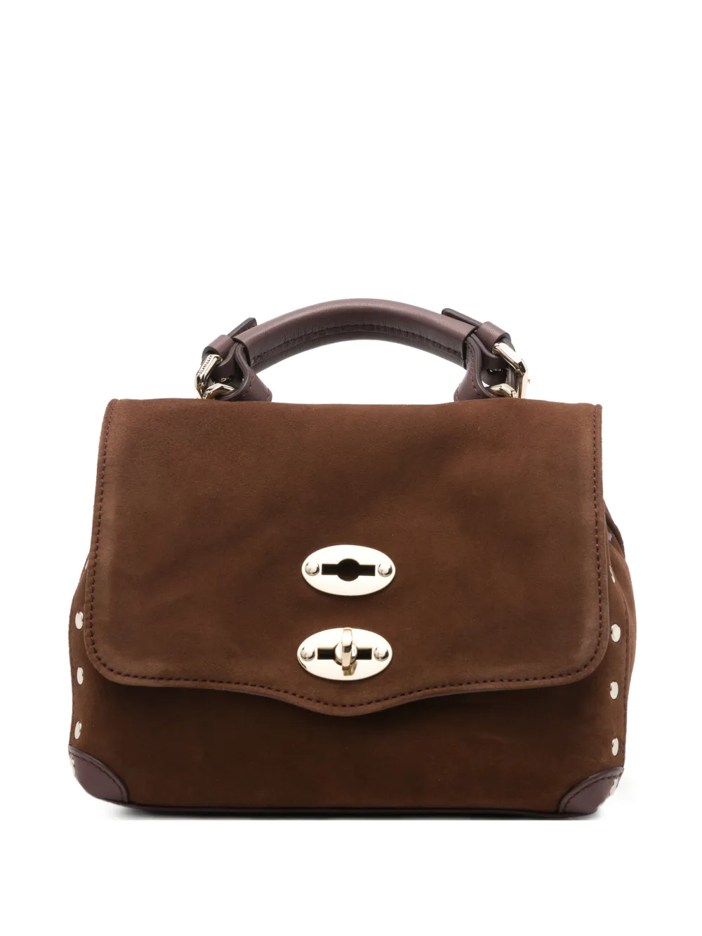 Zanellato Postina studded suede clutch bag - Marrone