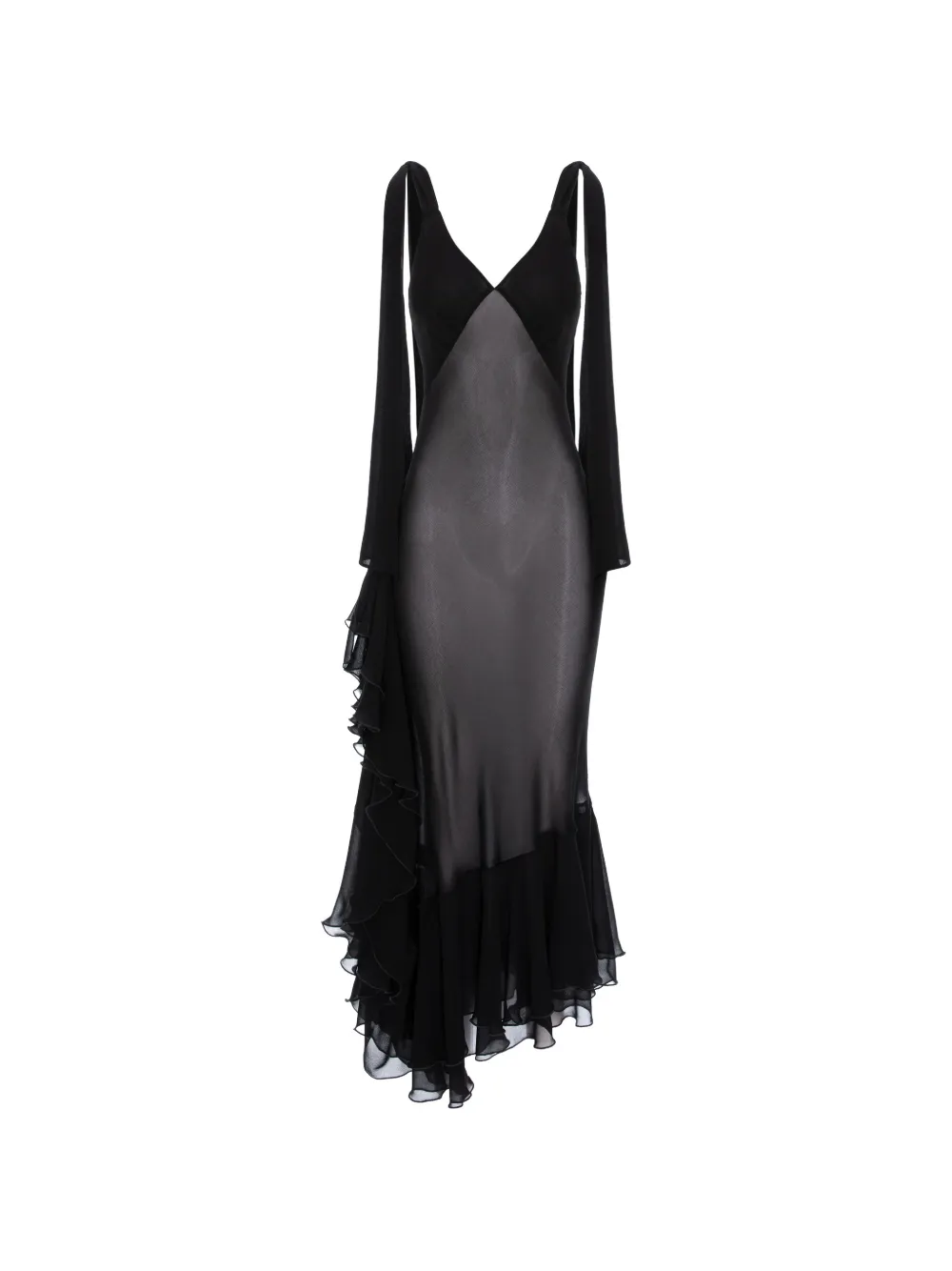 V:PM ATELIER Acosta maxi-jurk met ruches Zwart