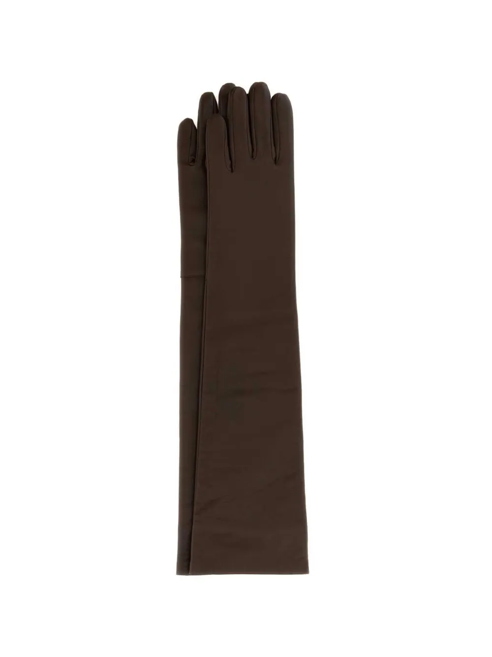 The Frankie Shop Veneto long leather gloves in Brown