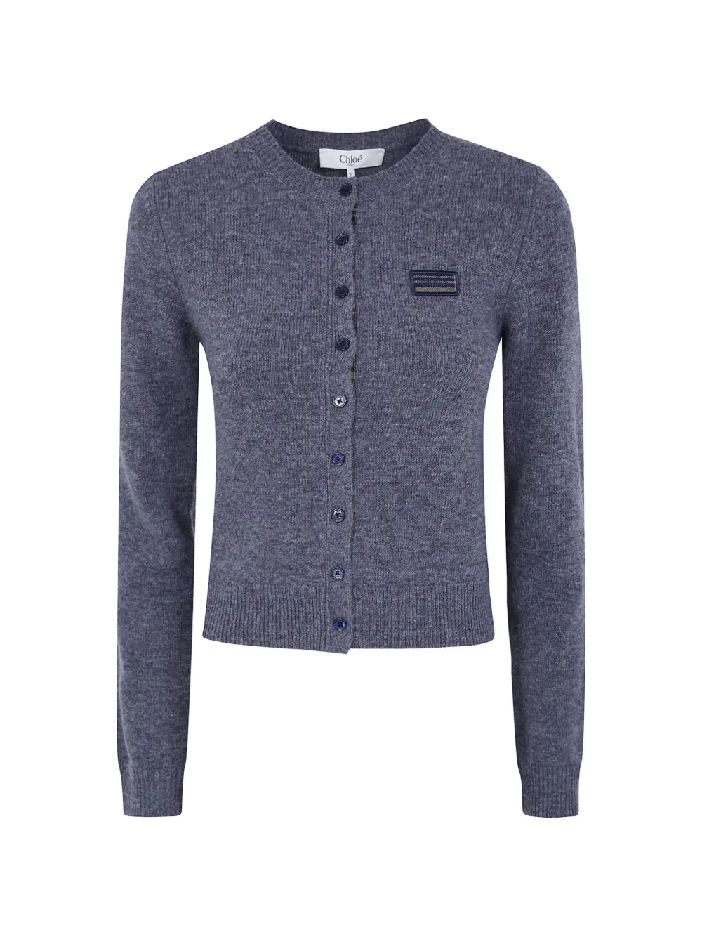 Chloé logo-patch button-down cardigan | Grey | Image 1