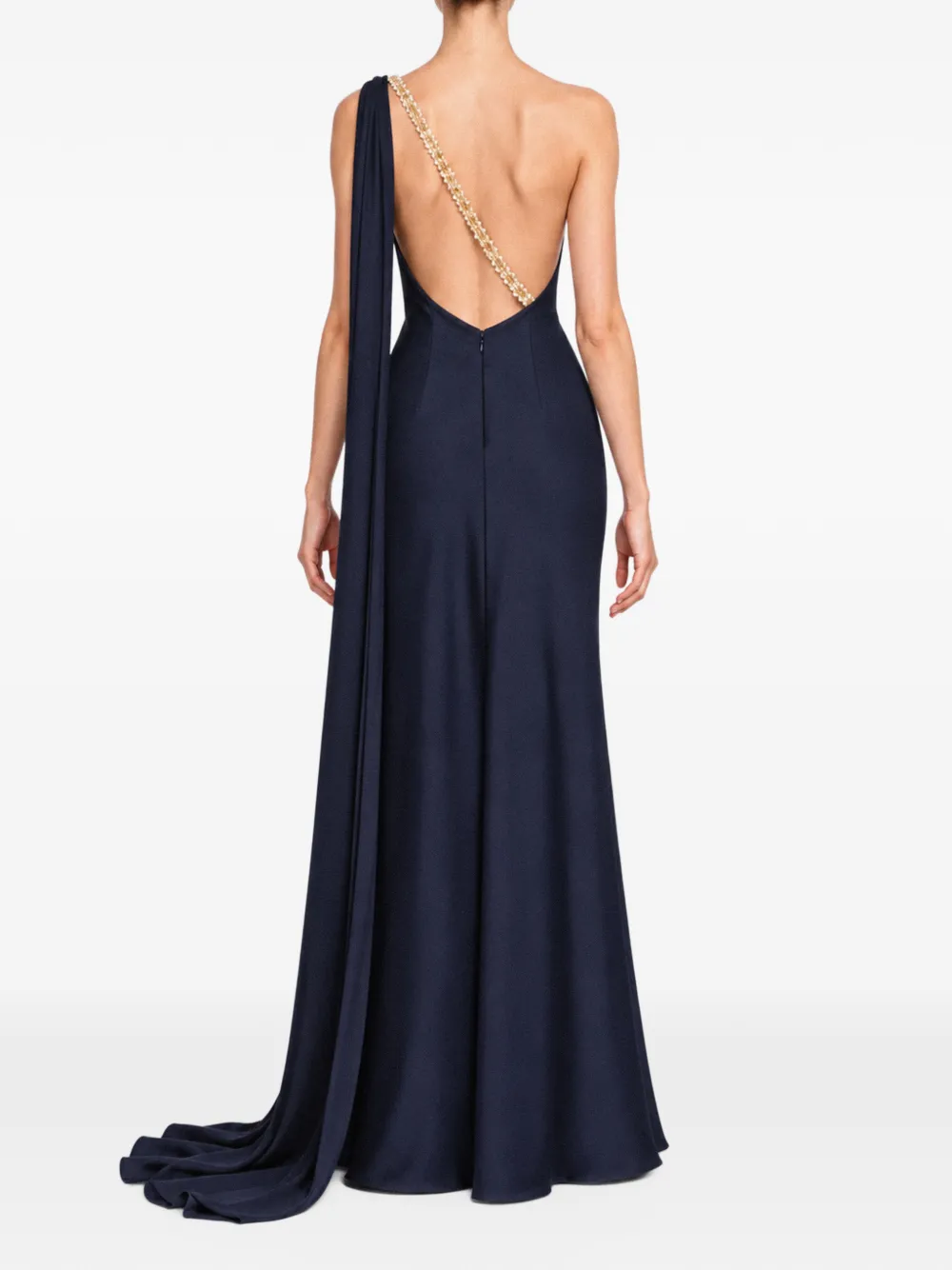 V:PM ATELIER Elle asymmetrische maxi-jurk verfraaid met kristallen Blauw