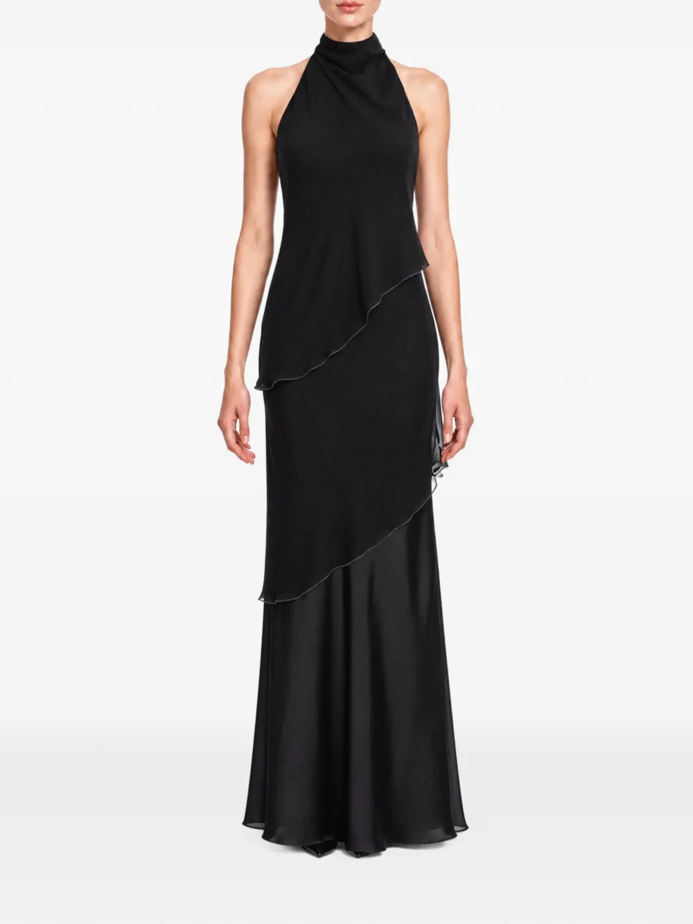 V:PM ATELIER Florance gelaagde maxi-jurk met halternek Zwart